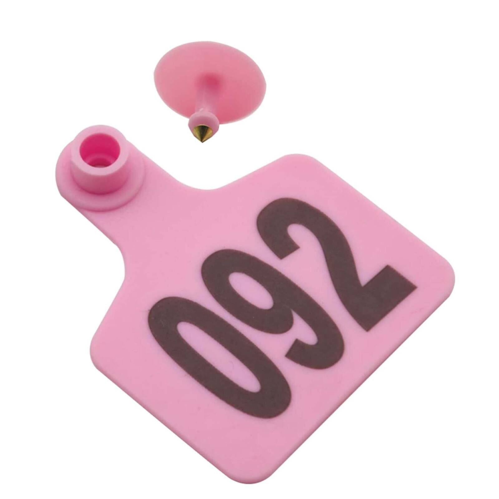 1-100 Cattle Number Ear Tag 6x7cm Set - Medium Pink Cow Sheep Livestock Label Price