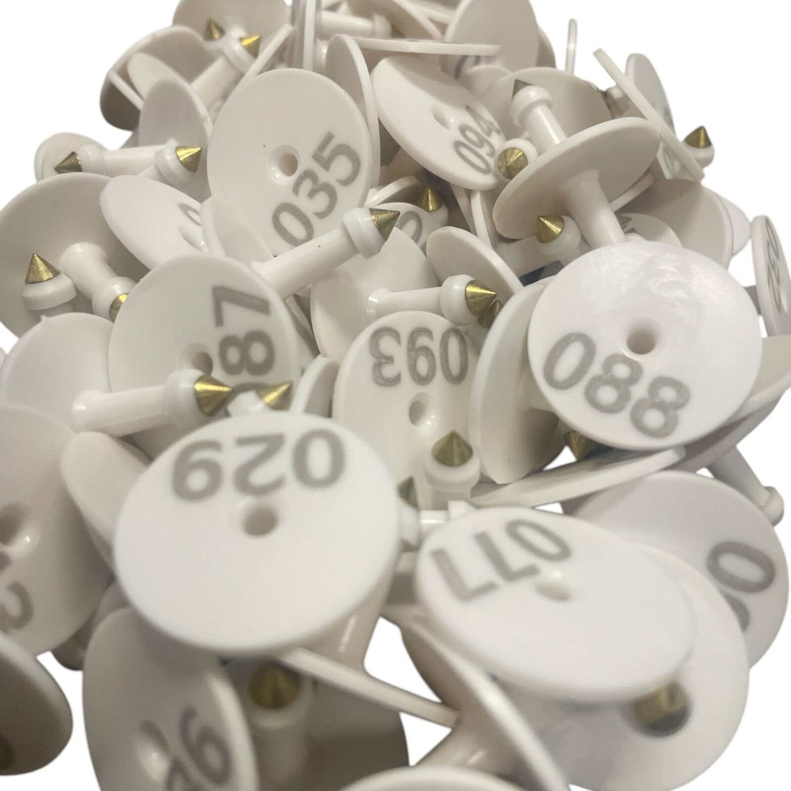 1-100 Cattle Number Ear Tag Set - Round White Pig Sheep Goat Livestock Label Price