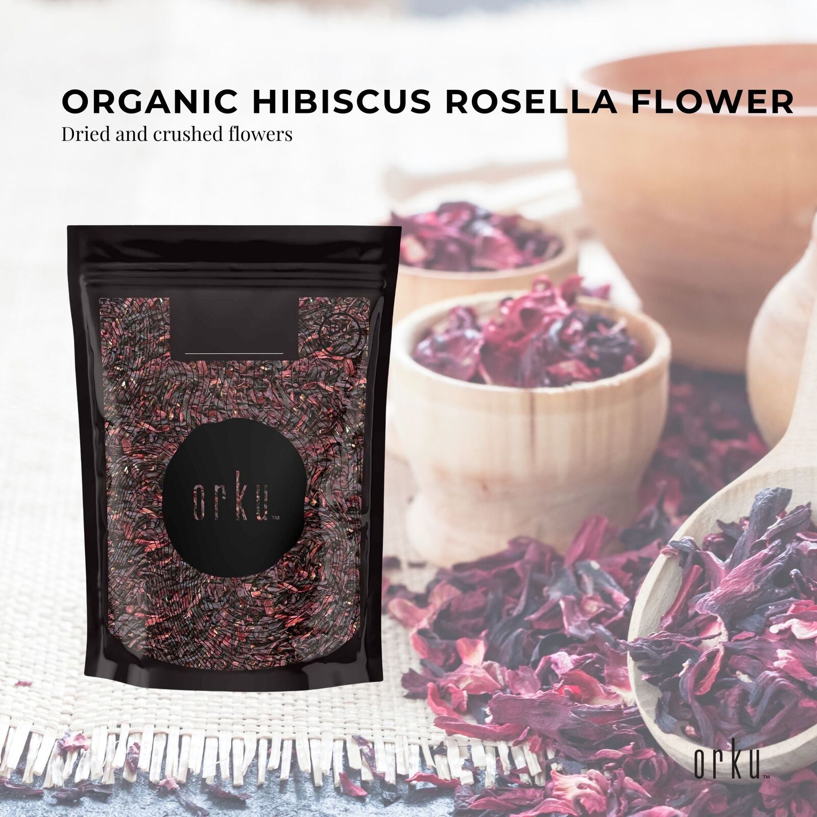 1Kg Organic Hibiscus Rosella Flower Crushed - Dried Herbal Tea Supplement Price