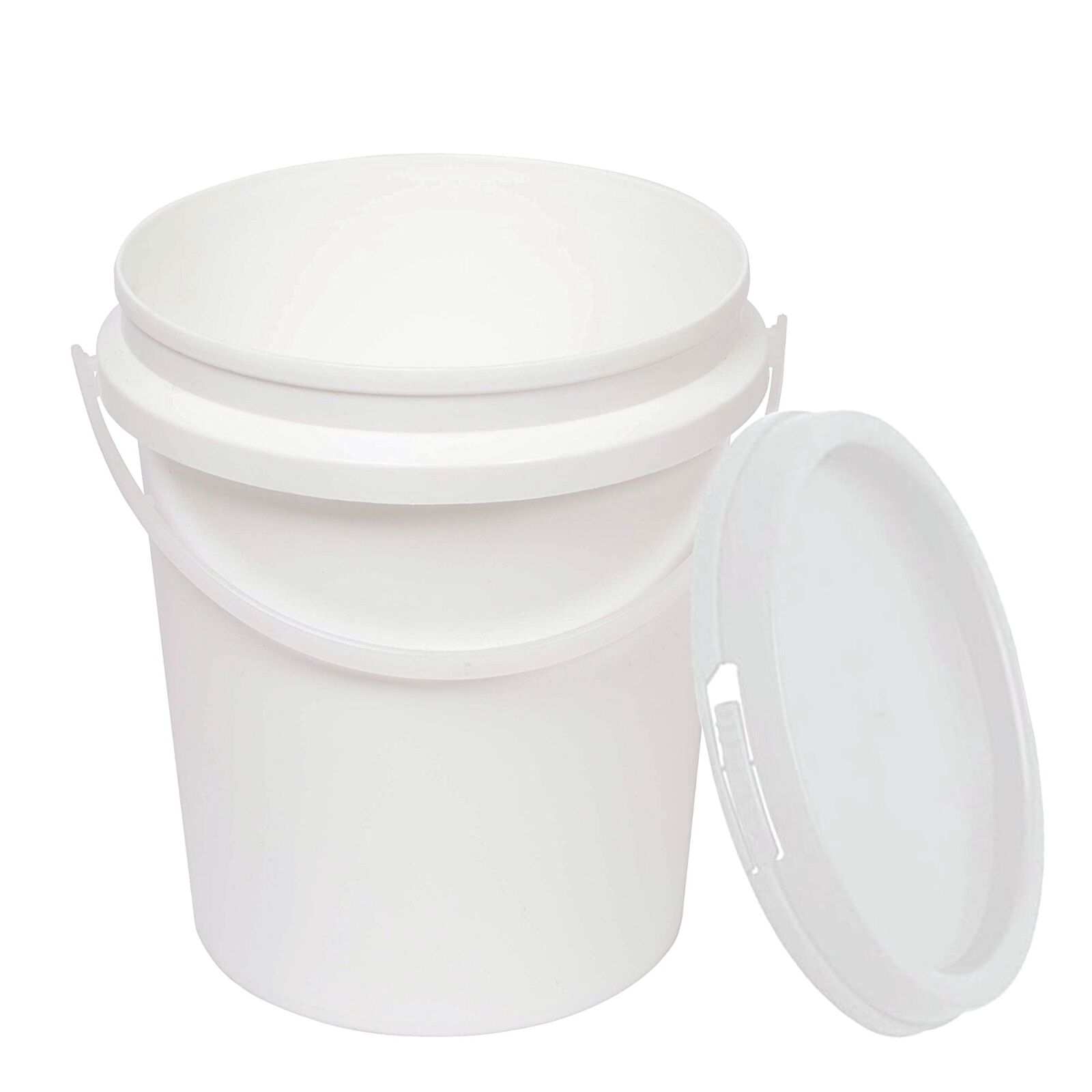 10x 1.2L Plastic Buckets + Lids - Food Grade Empty White Tub With Handle Price