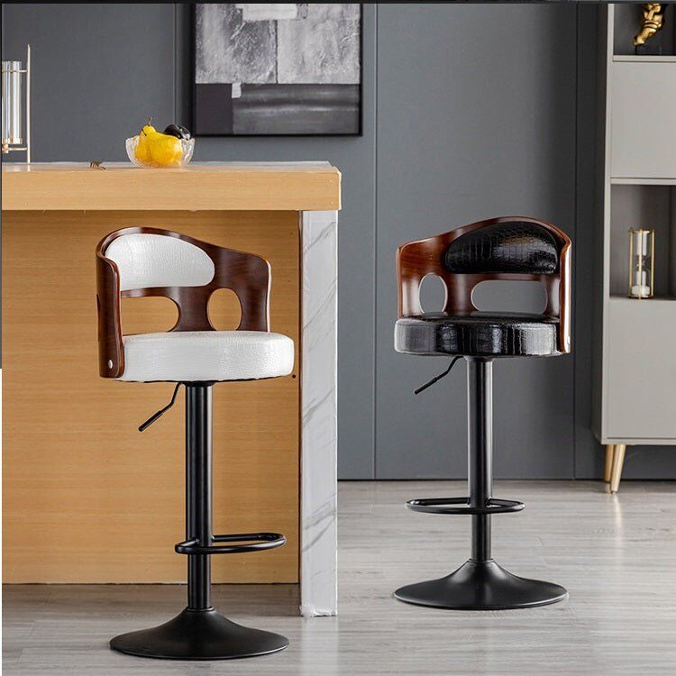 Bar Stools Kitchen Bar Stool Leather Barstools Swivel Gas Lift Counter Chairs- Black Price
