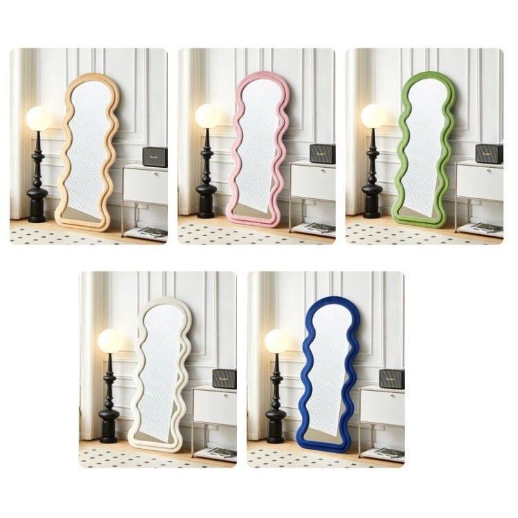 1.7m Elegance Curvy Floor Mirror Wavy Full Lenght Curvy Squiggle Full Body Irregular Asymmetrical Floor Home Decor Birch White Price