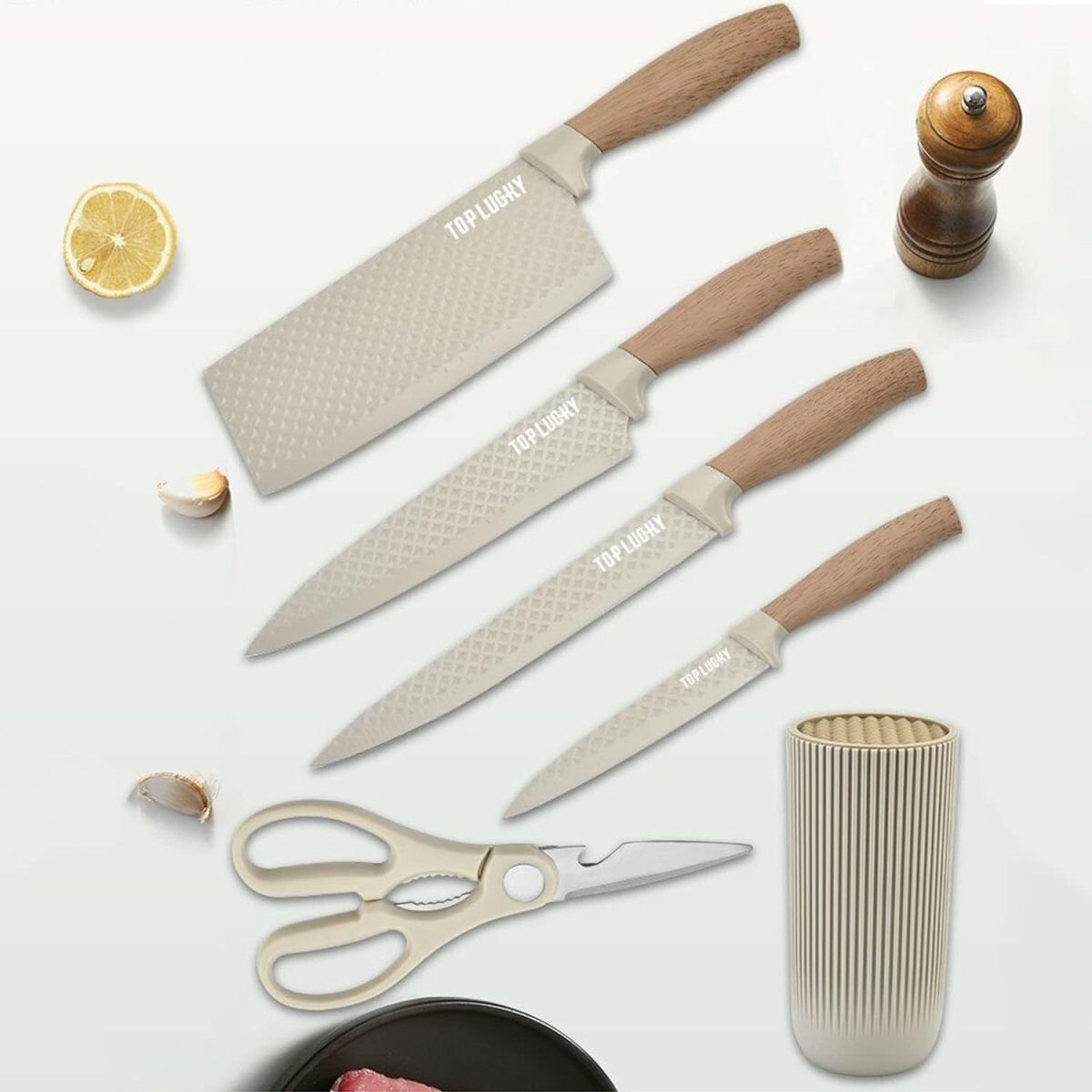 6-Piece Kitchen Knife Set Non-Stick Stainless Steel Blades with Universal Knife Block Price