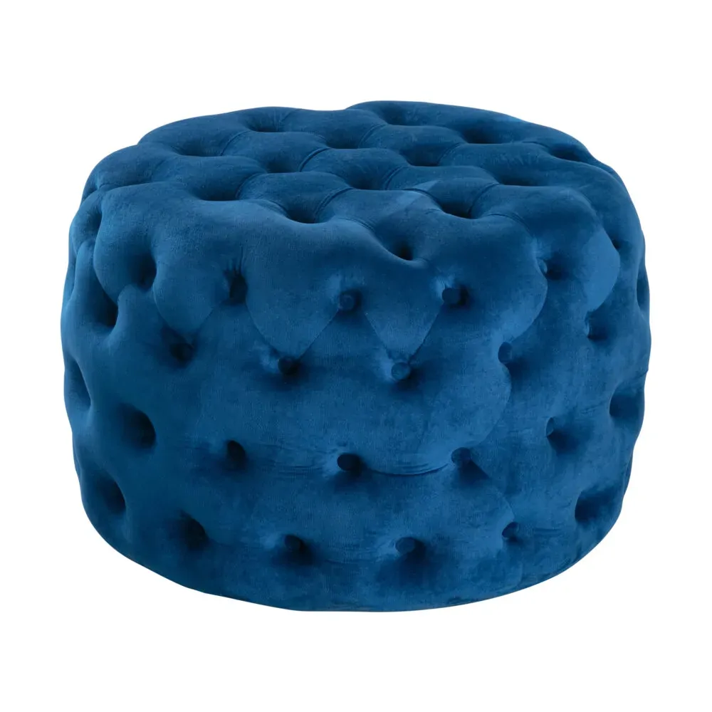 Round Velvet Ottoman in Navy Price
