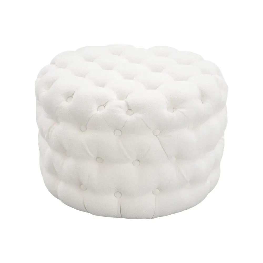 Boucle White Ottoman-Round Price
