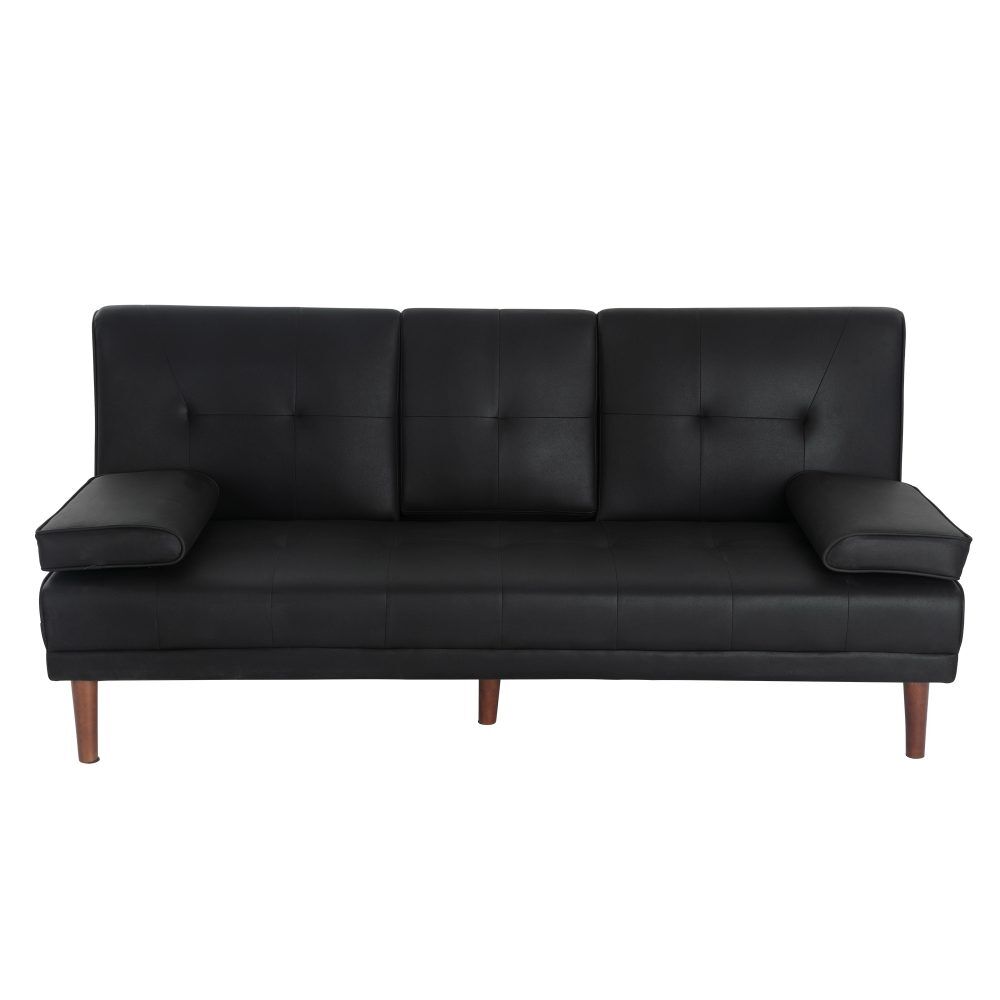 3 Seater Adjustable Sofa Bed With Cup Holder Black Price