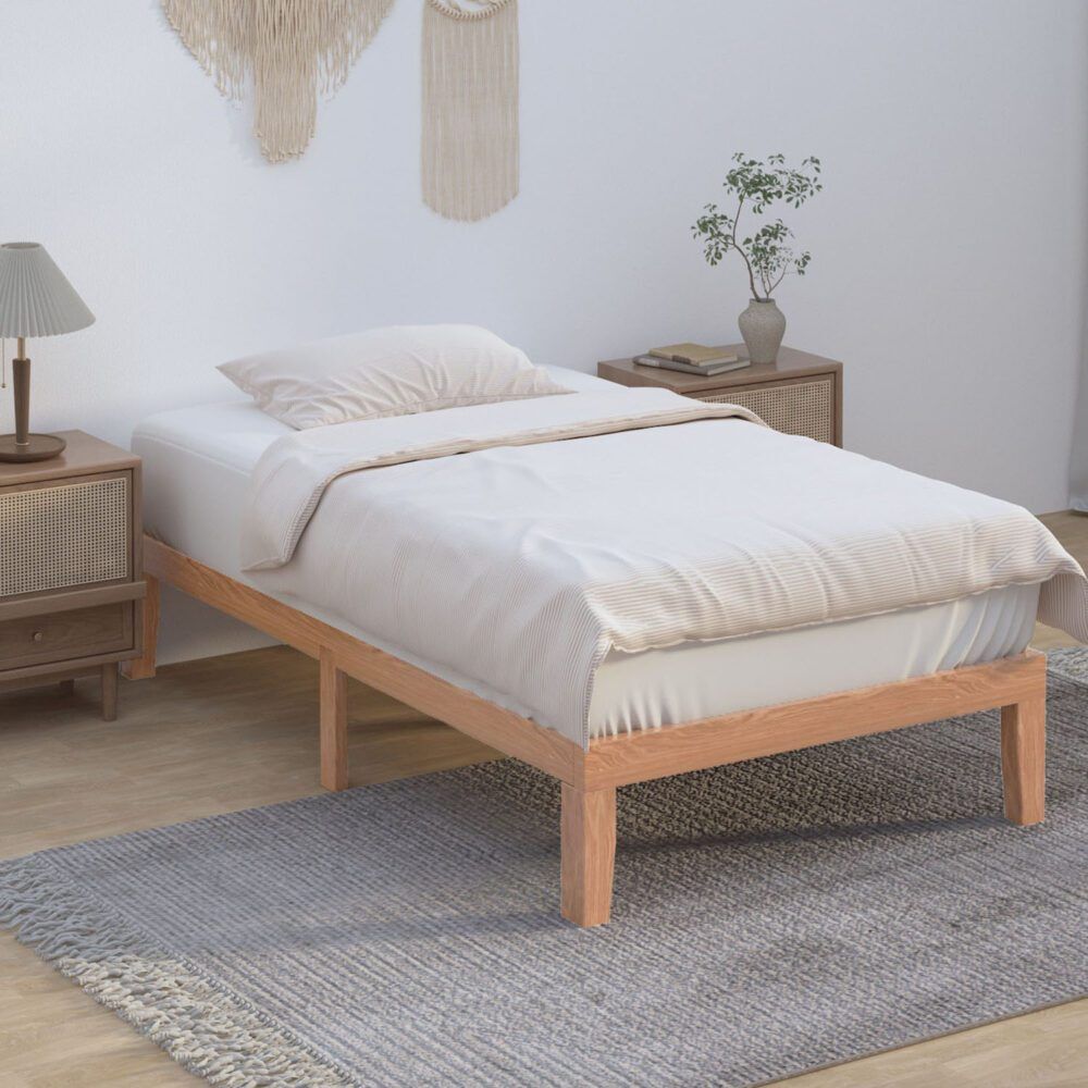 Single Size Warm Wooden Natural Bed Base Frame – Single Price