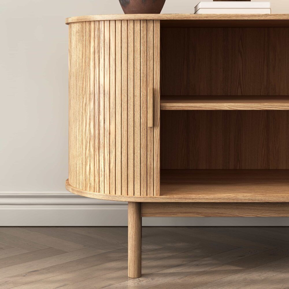 Natural Wood Ribbed Sideboard Cabinet Price