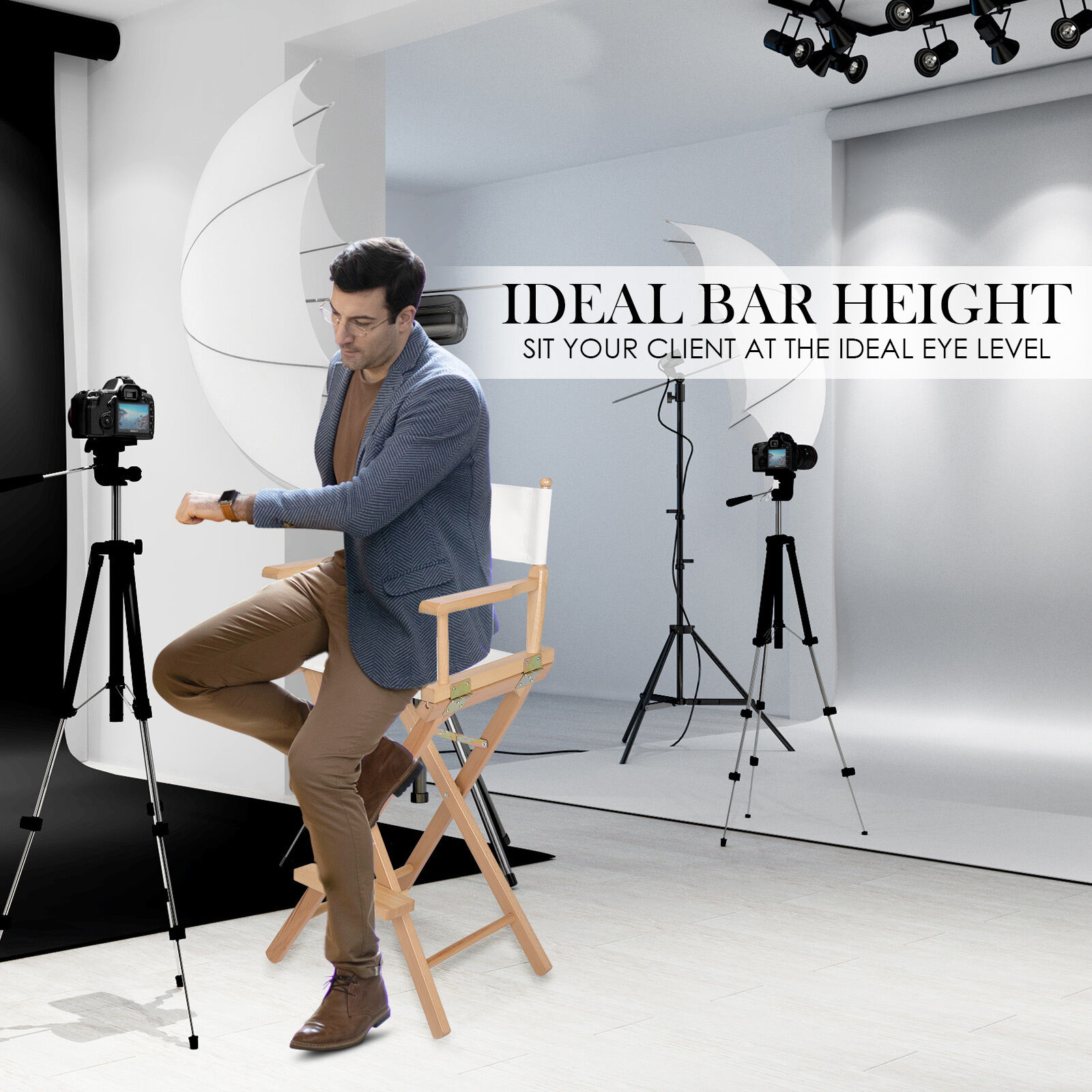 2X Director Movie Folding Tall Chair 76cm Beech WOOD HUMOR Price