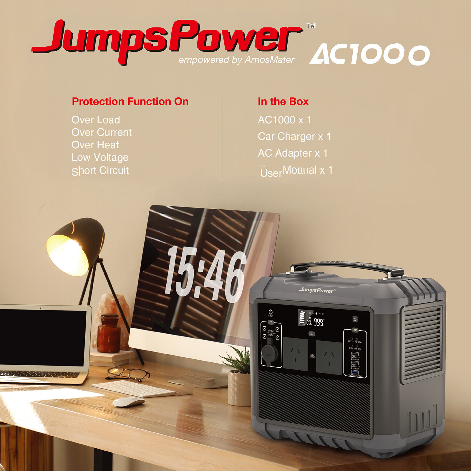 1000W Portable Power Station Battery Charger 716Wh LED Light Price