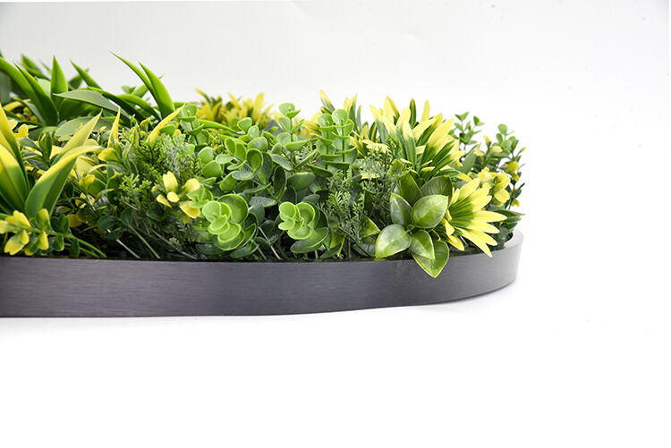 Artificial Green Wall Plant Panel Disc Garden Flower Art 100cm Grassy UV Resistant-Fireworks Black Frame Price