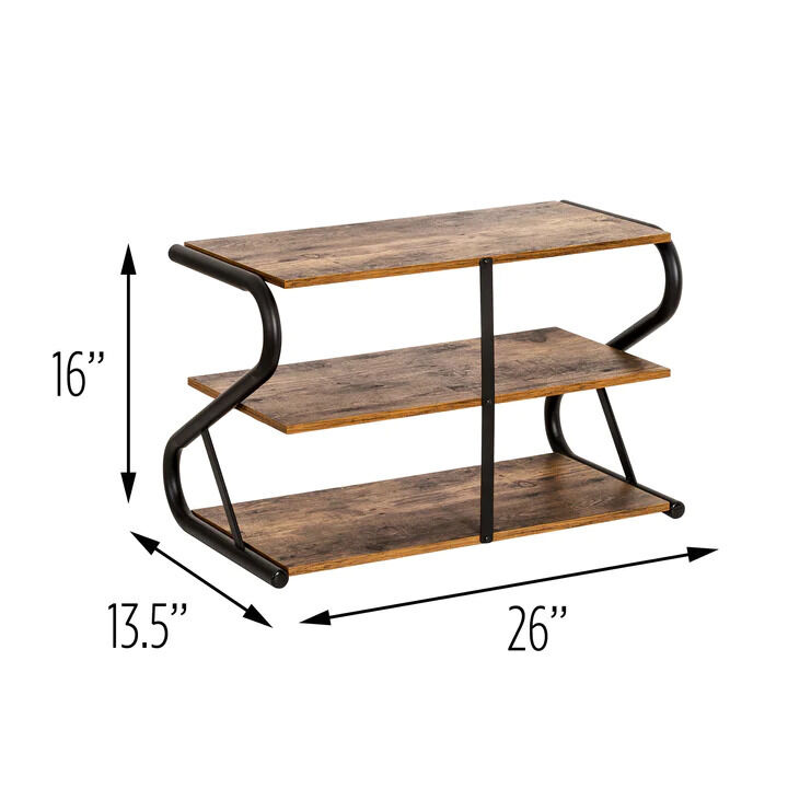 Matte Black Frame Rustic Wood 3-Tier Medium Shoe Rack Shelf Stand Storage Organizer Price
