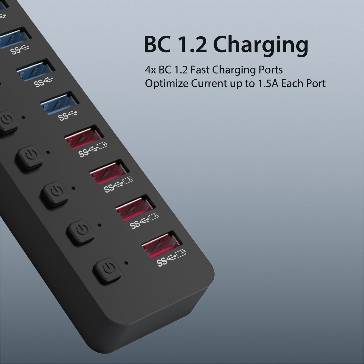 Simplecom CHU810 48W 10-Port USB 3.0 Hub and Charger with Individual Switches 12V/4A Power Adapter BC1.2 Fast Charging Price