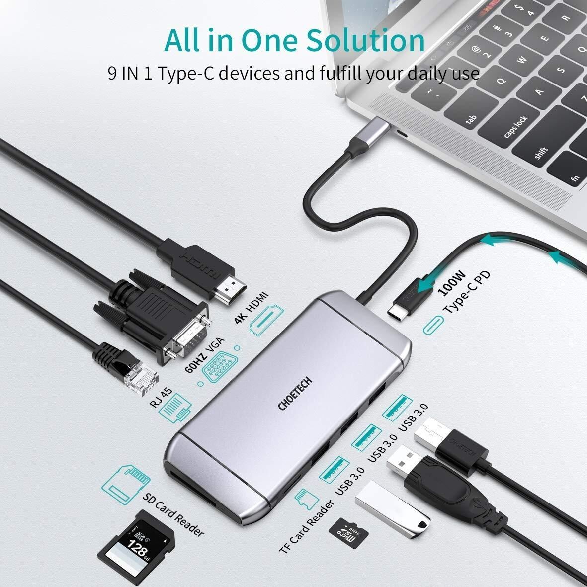 CHOETECH HUB-M15 USB-C 9-in-1 Multifunction Adapter Price