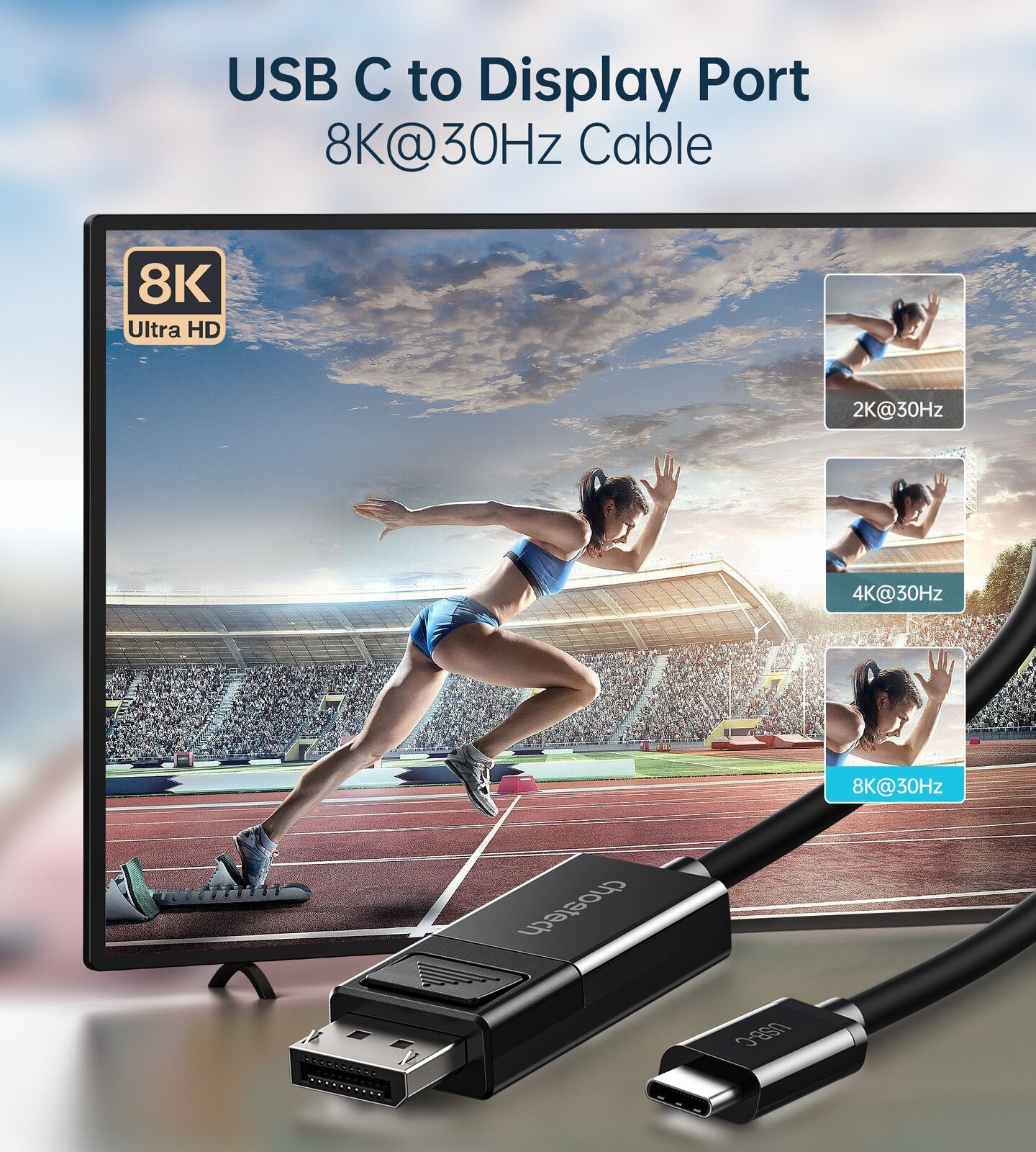 CHOETECH XCP-1803 USB-C To DisplayPort Cable 8K@30Hz 1.8M Two-Way Price