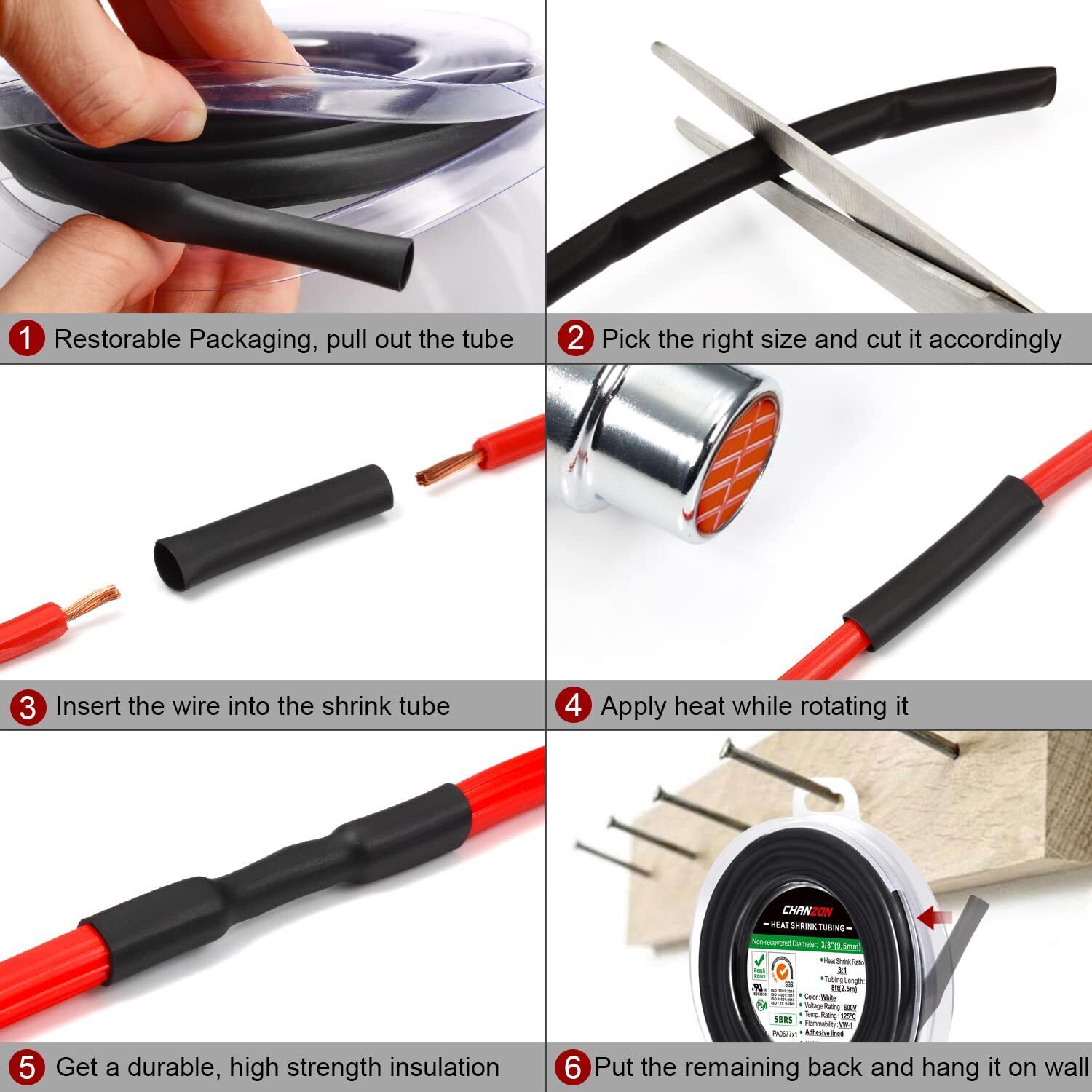 2m Polyolefin Shrink Tube 9/16" (14mm) 2:1 Ratio Heat Shrink Tubing Sleeving Wrap Shrinking Price