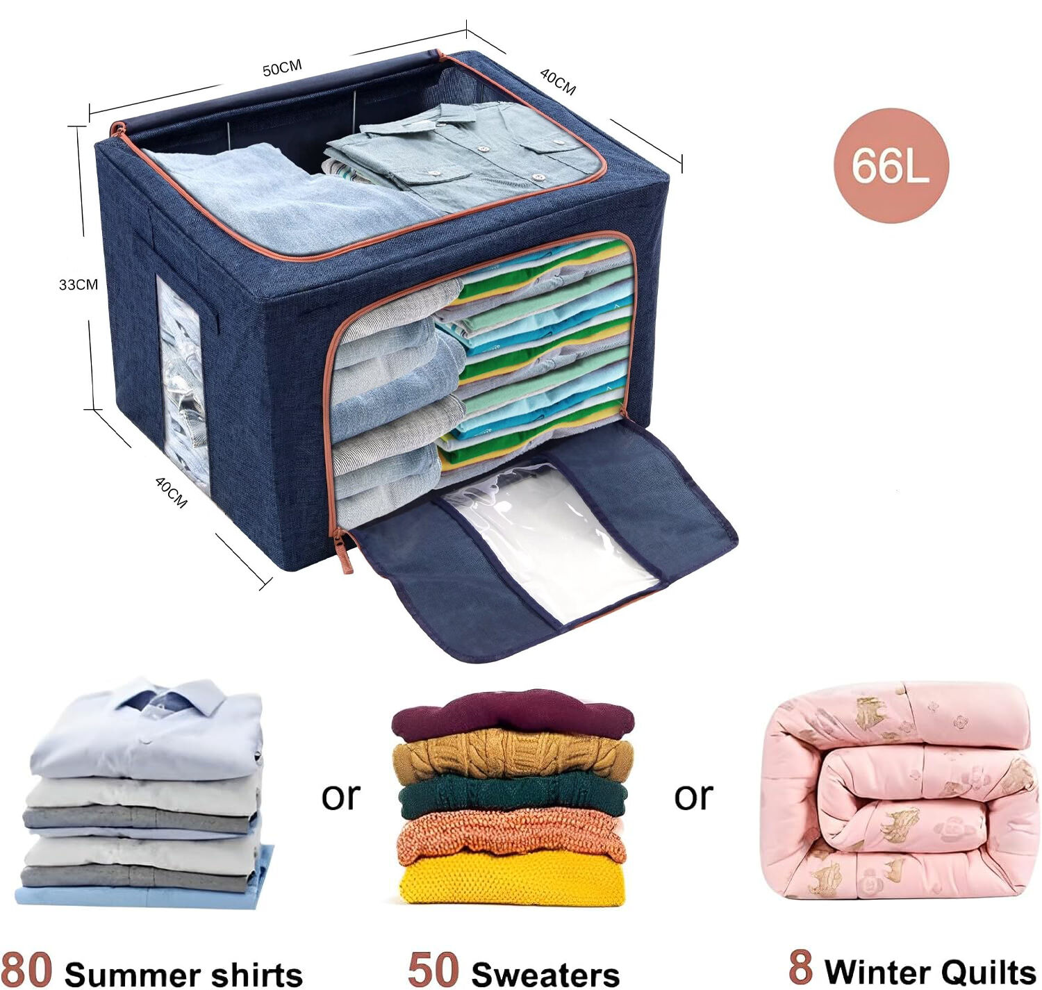 66L Cloth Storage Box Closet Organizer Storage Bags Clothes Storage Bags Wardrobe Organizer Idea Grey Blue Price