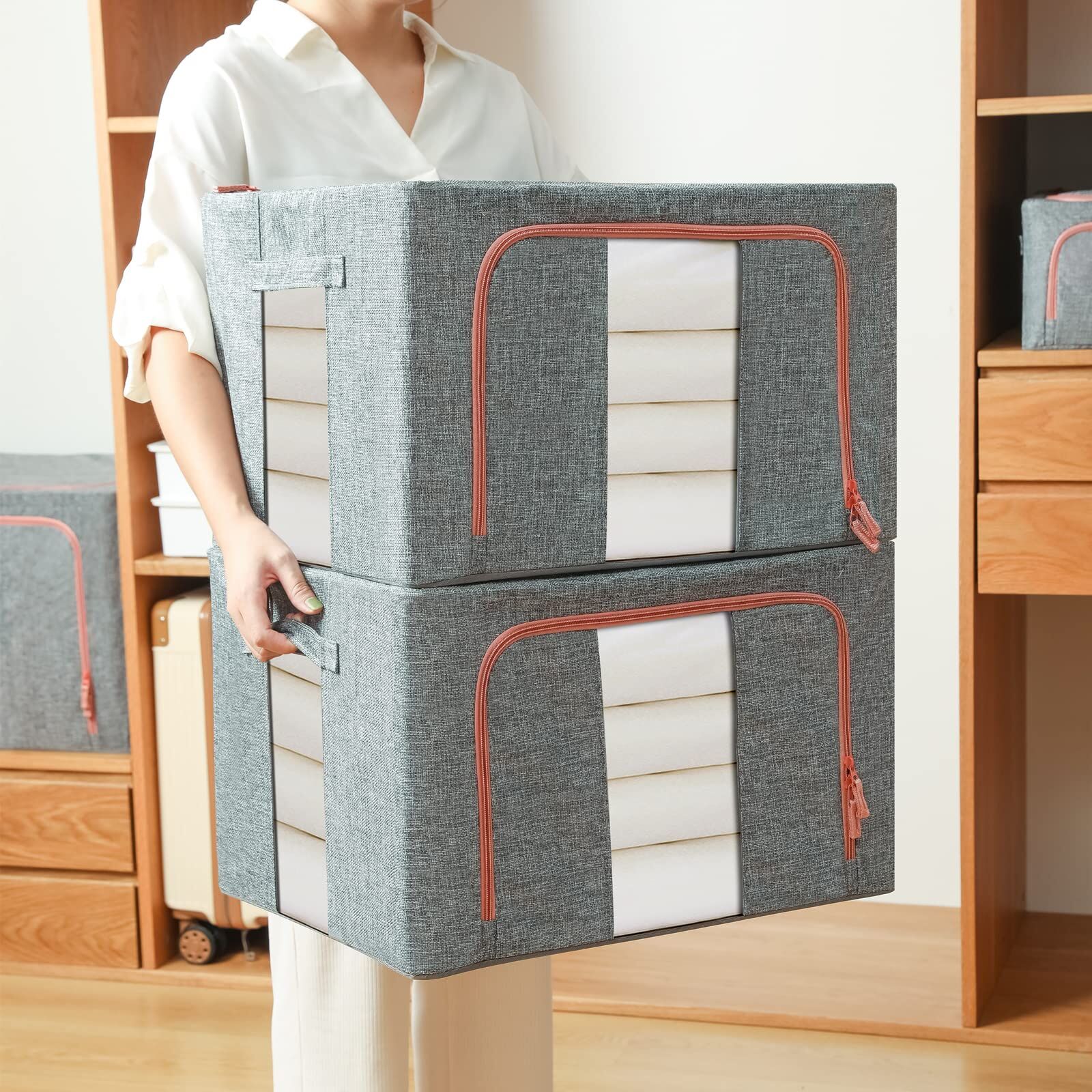 100L Cloth Storage Box Closet Organizer Storage Bags Clothes Storage Bags Wardrobe Organizer Idea Grey Price