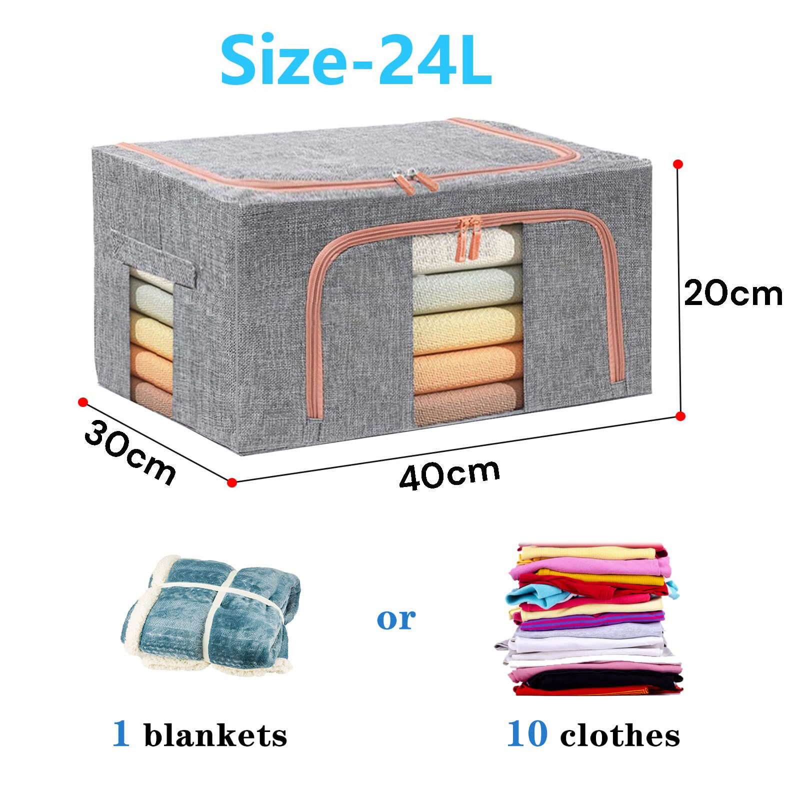 24L Cloth Storage Box Closet Organizer Storage Bags Clothes Storage Bags Wardrobe Organizer Idea Grey Price