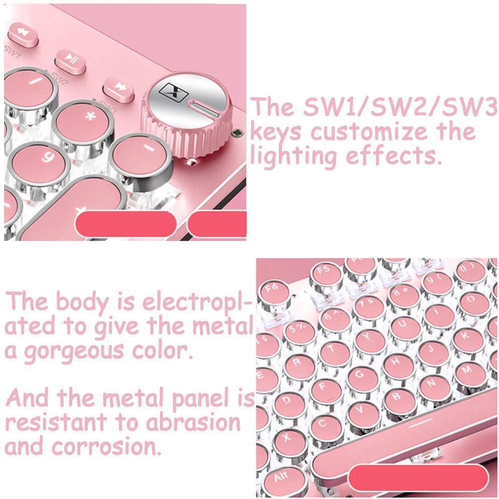 Pink Gaming Mechanical Keyboard Green Switches, White Backlight, USB Wired Laptop Desktop Computer Price