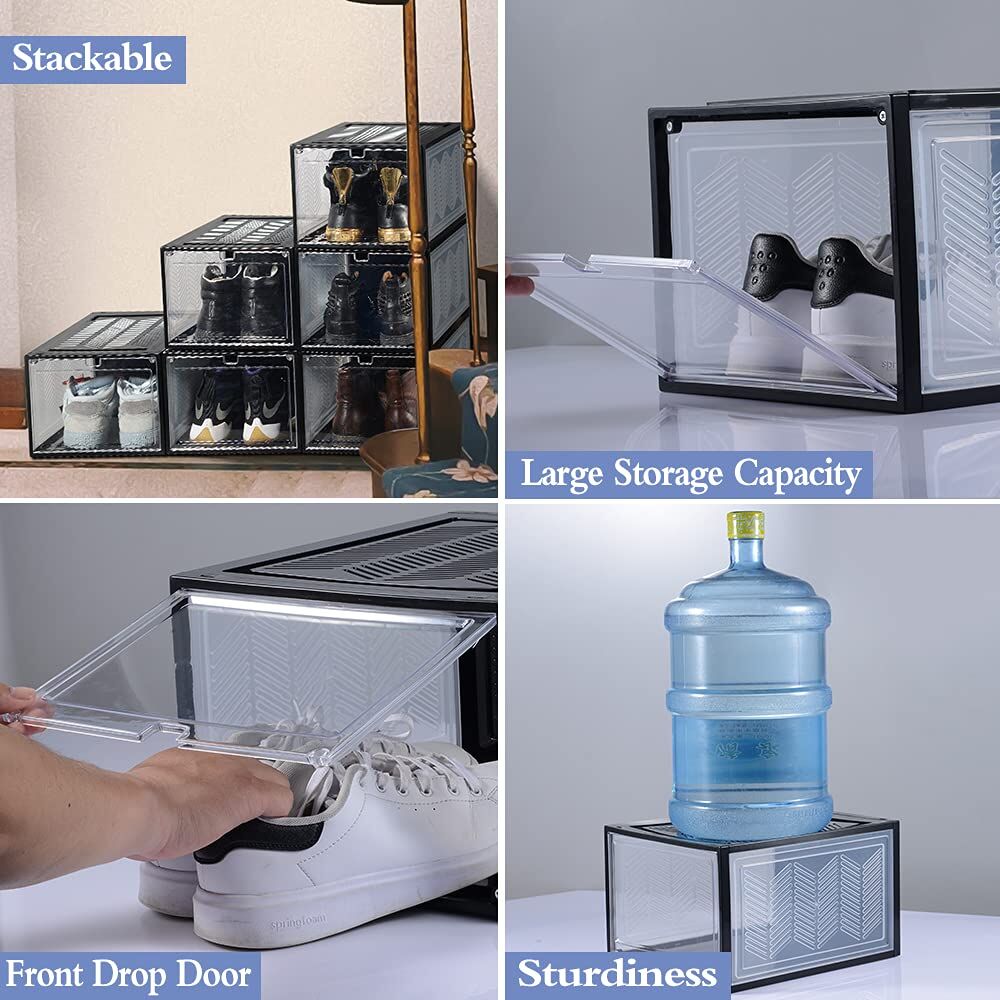 Large Shoe Storage Boxes Stackable Shoe Box Organisers Containers Display Cases Bins Magnetic Door Price