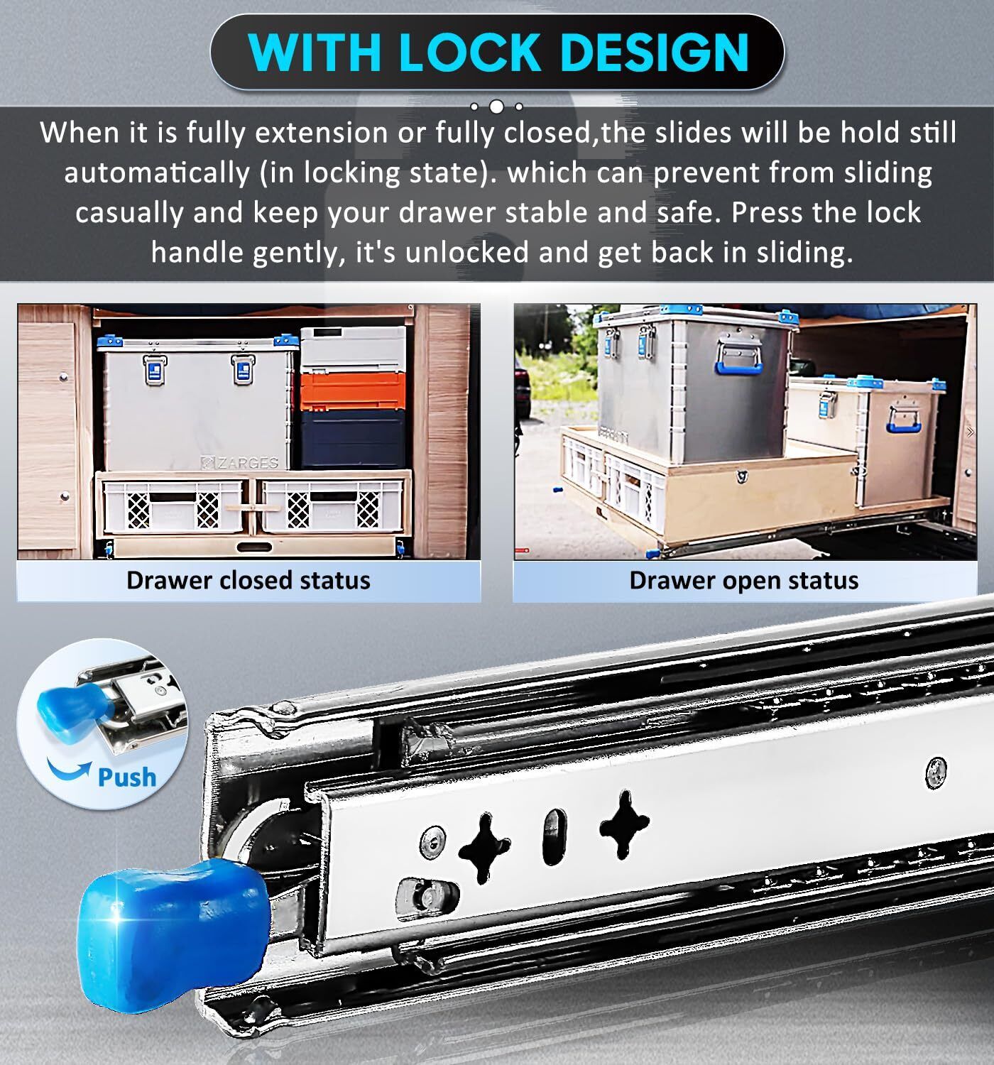 40in Pair 1000 - 2000mm 150KG Capacity Heavy Duty Trailer Drawer Slides Rails Runners Locking Price
