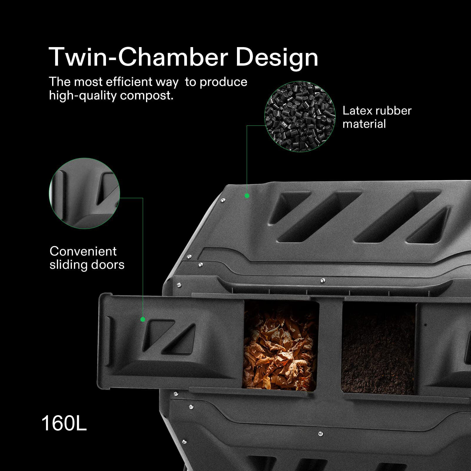 160L Large Outdoor Compost Bin Dual Chamber Tumbling Composter Tumbler Rotating Price