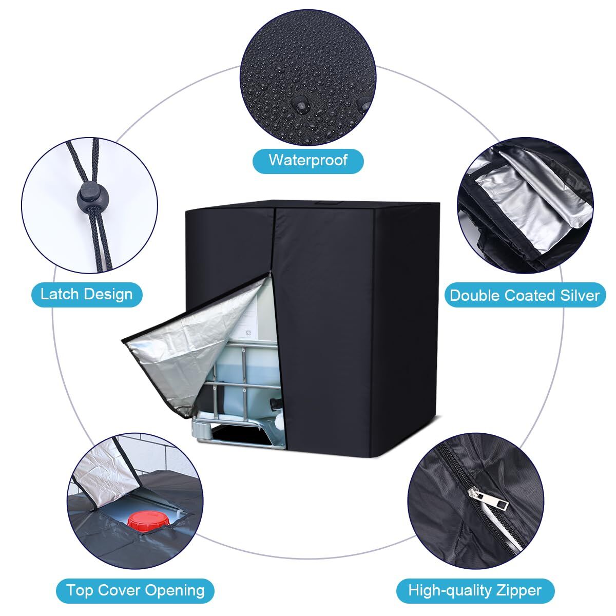 1000L 275 Gallon 420D IBC Tote Water Tank Cover Sunshade Waterproof Protective Cover IBC Tote Covers Price