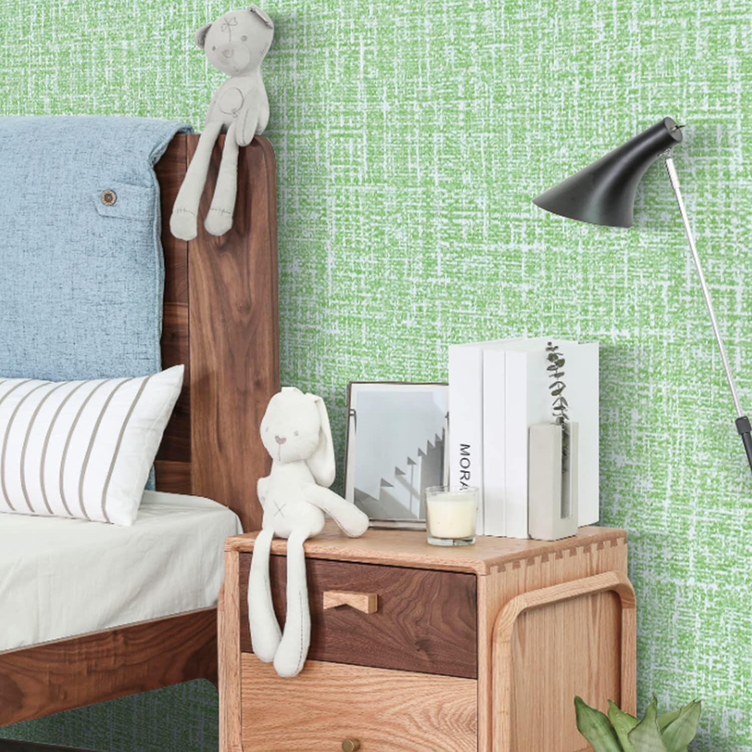 61cm x 10m Green Wallpaper Decor Faux Grasscloth Paper Wall Paper Self Adhesive Removable Price