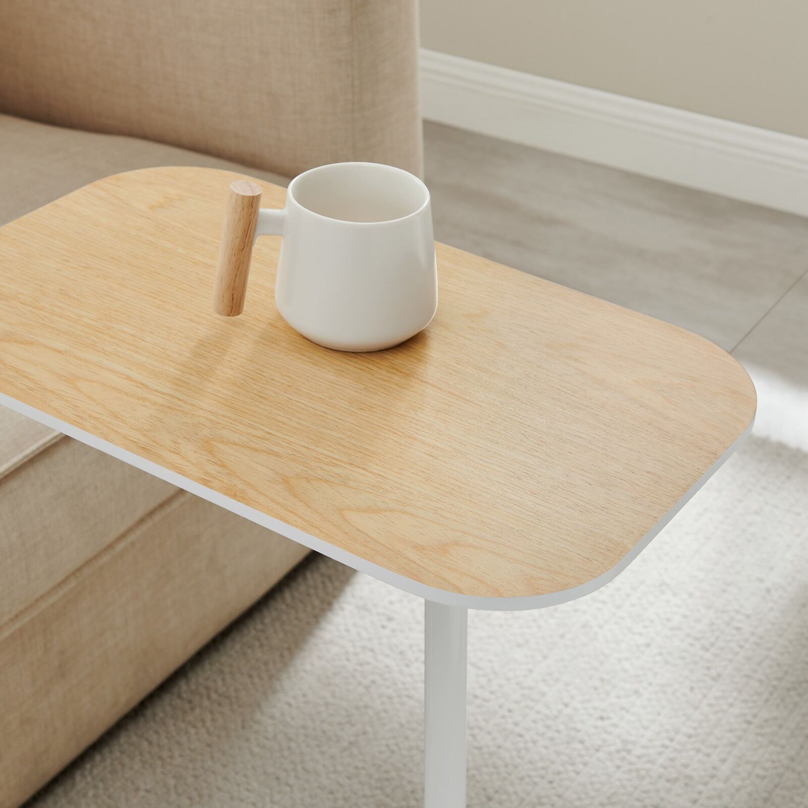 Hawthorn DEANNA Side Table in White and Light Oak Price