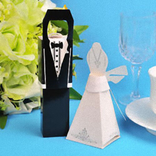 100 Pack of 50 Bride and 50 Groom Wedding Bridal Bomboniere Favor Candy Choc Almond Box - Kate Aspen Design Price