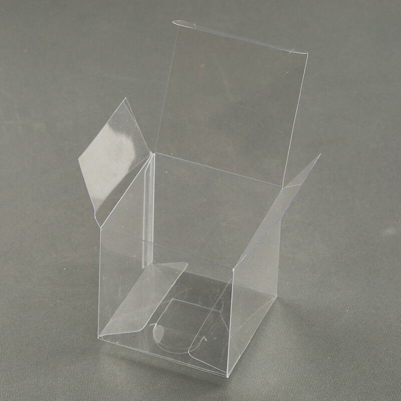 100 Pack of 8x8x10cm Clear PVC Plastic Folding Packaging Small rectangle/square Boxes for Wedding Jewelry Gift Party Favor Model Candy Chocolate Soap Price
