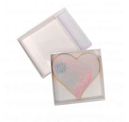 10 Pack of 8cm Square Wedding Invitation Coaster Favor Function product Presentation Cookie Biscuit Patisserie Gift Box - 2cm deep - White Card with C Price