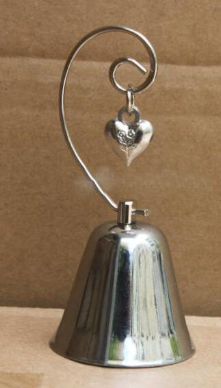 10 Pack of Silver Wedding Kissing Bell Name Card Stand Holder with Heart in Ring Bomboniere Favour Gift Price