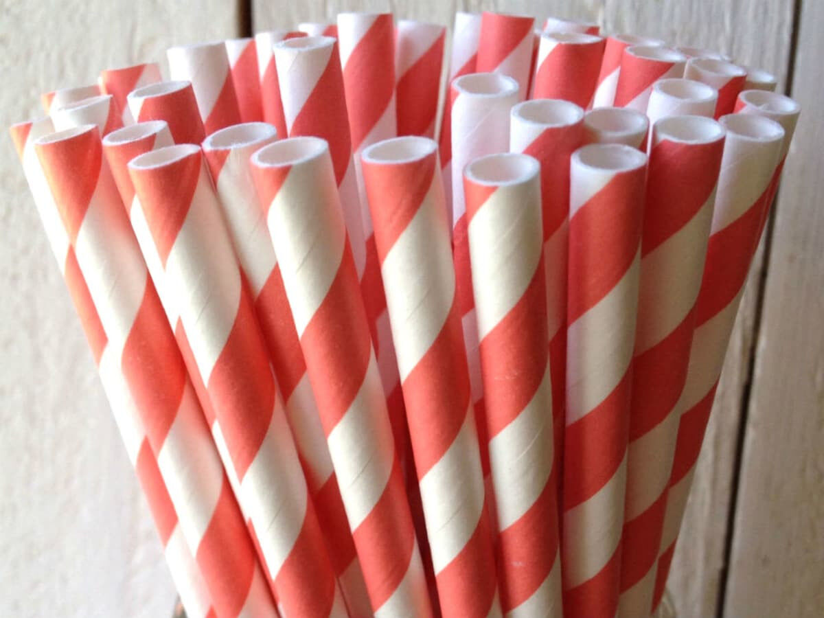 1000 Bulk Wholesale Pack Red White Drinking Straws Biodegradable Eco Paper Birthday Party Event Bistro Bar Cafe Take Away Price