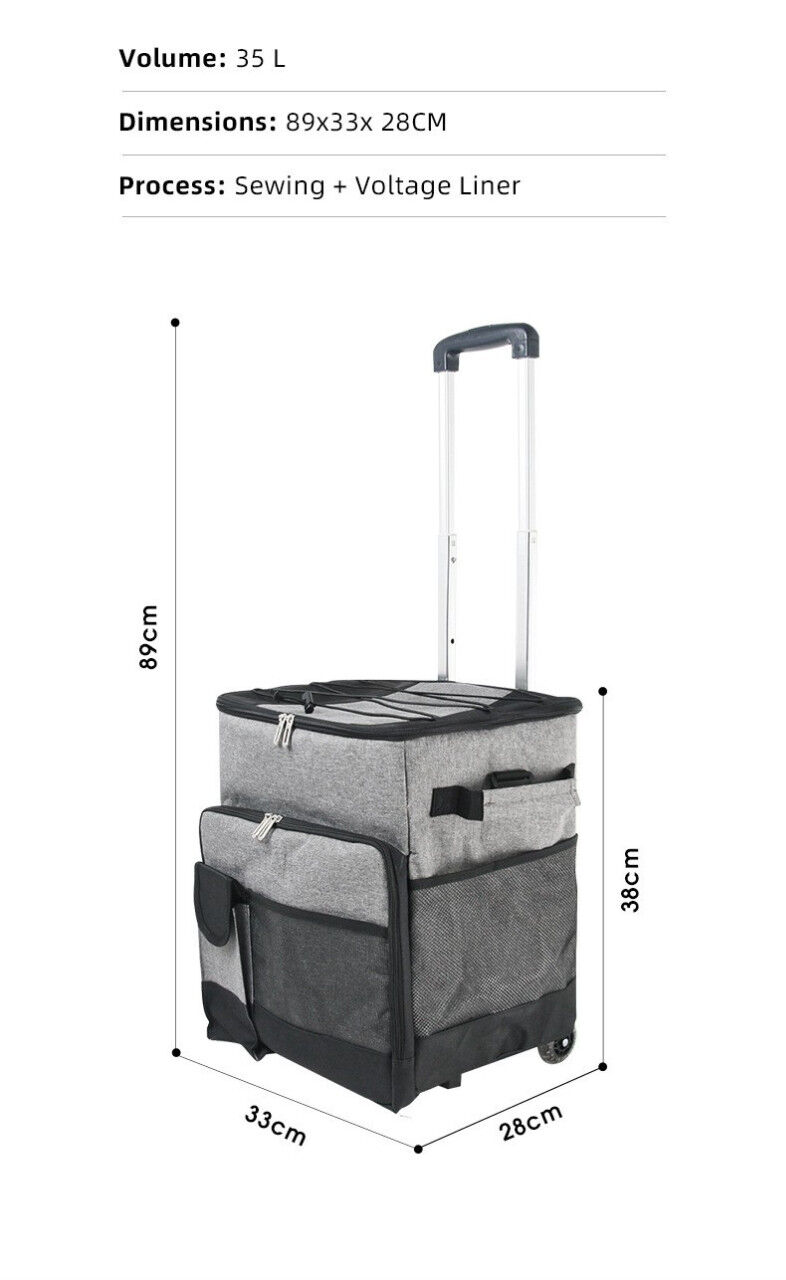 Cooler Picnic Bag Trolley Thermally Insulated - 36L - 60 cans - Grey - Drinks Food Cool Bag Rainproof Price