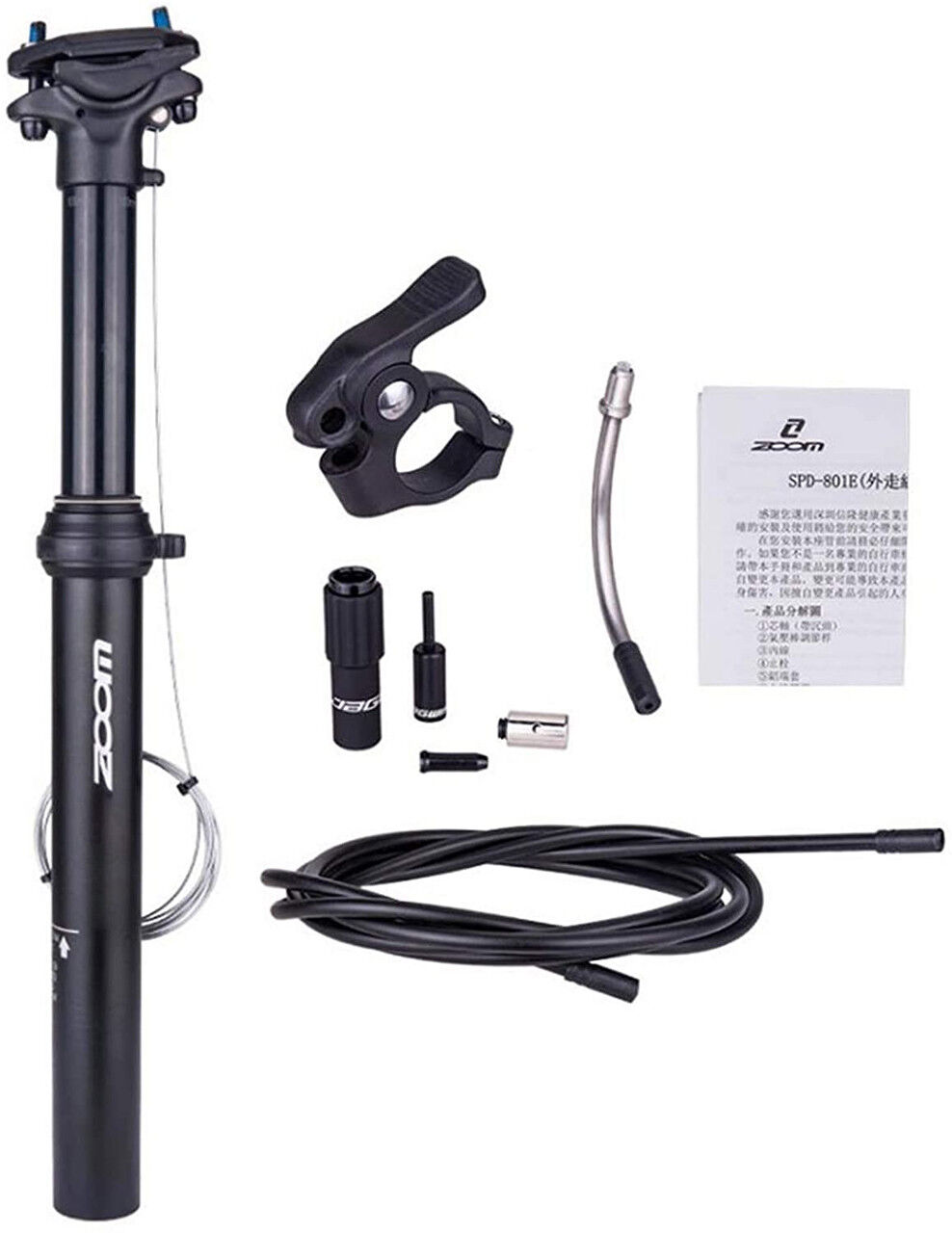 ZOOM SPD-801 Dropper Seatpost Adjustable Height via Thumb Remote Lever - External Cable 30.9 Diameter 100mm Travel Price