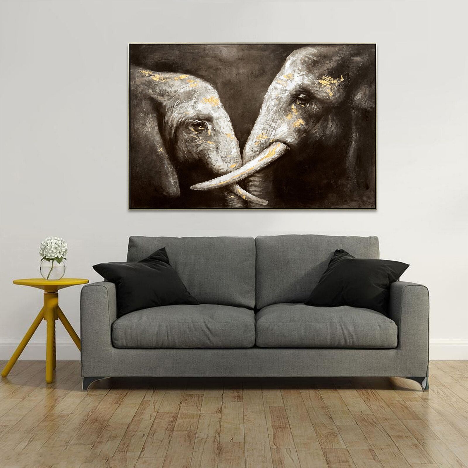 120X80cm Tusker Ties Champagne Framed Hand Painted Canvas Wall Art Price