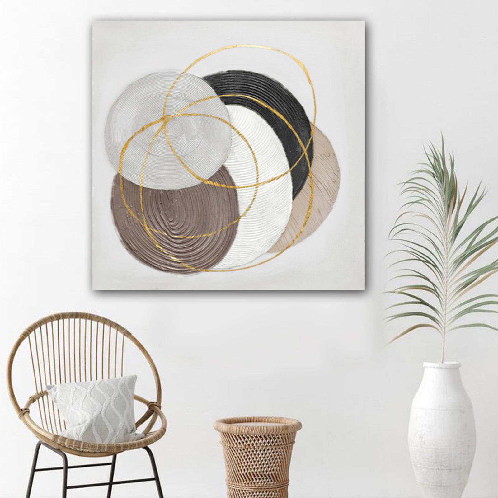 100X100cm Martian Geometrics Light Wood Framed Hand Painted Canvas Wall Art Price