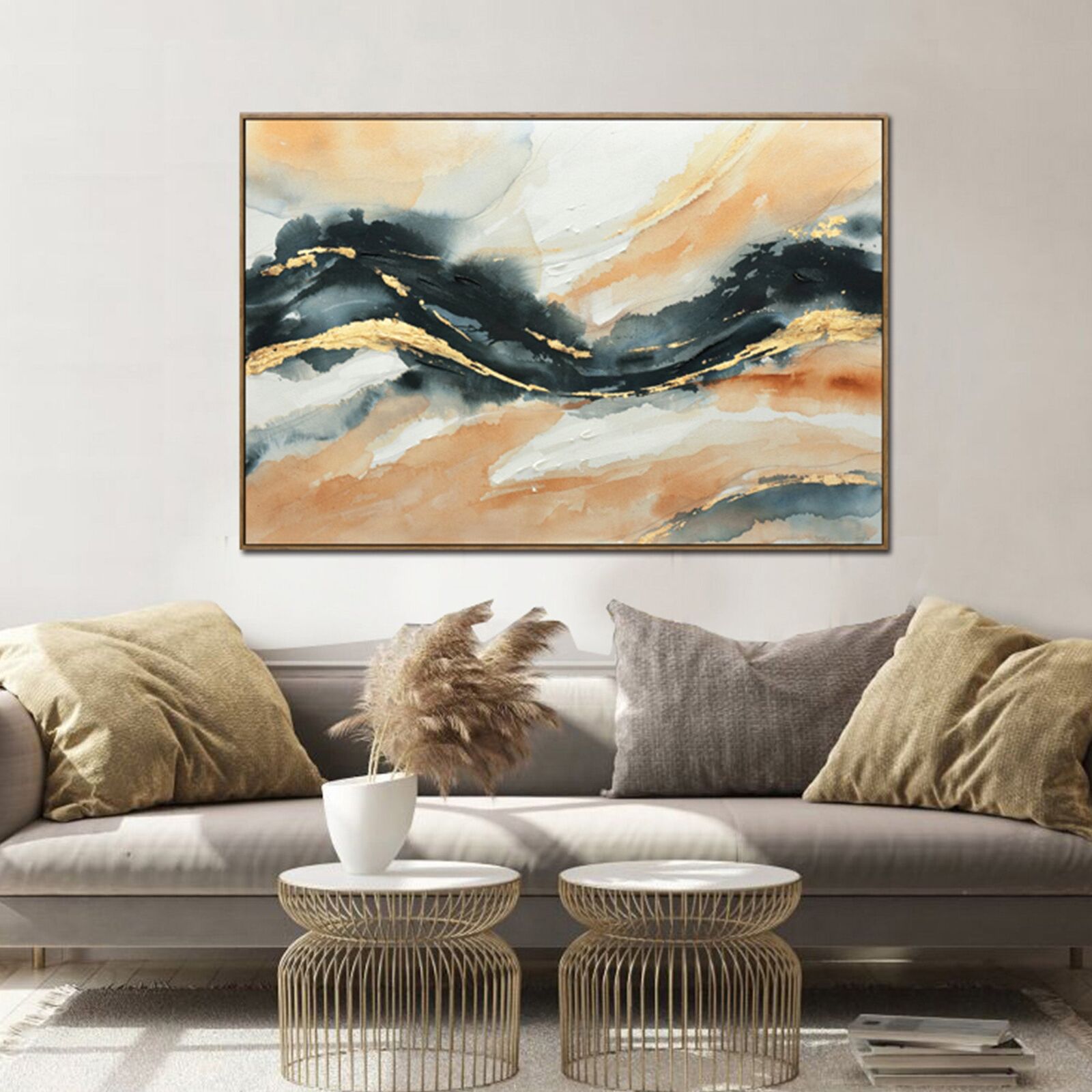 120X80cm Riptide Reverie Dark Wood Framed Hand Painted Canvas Wall Art Price