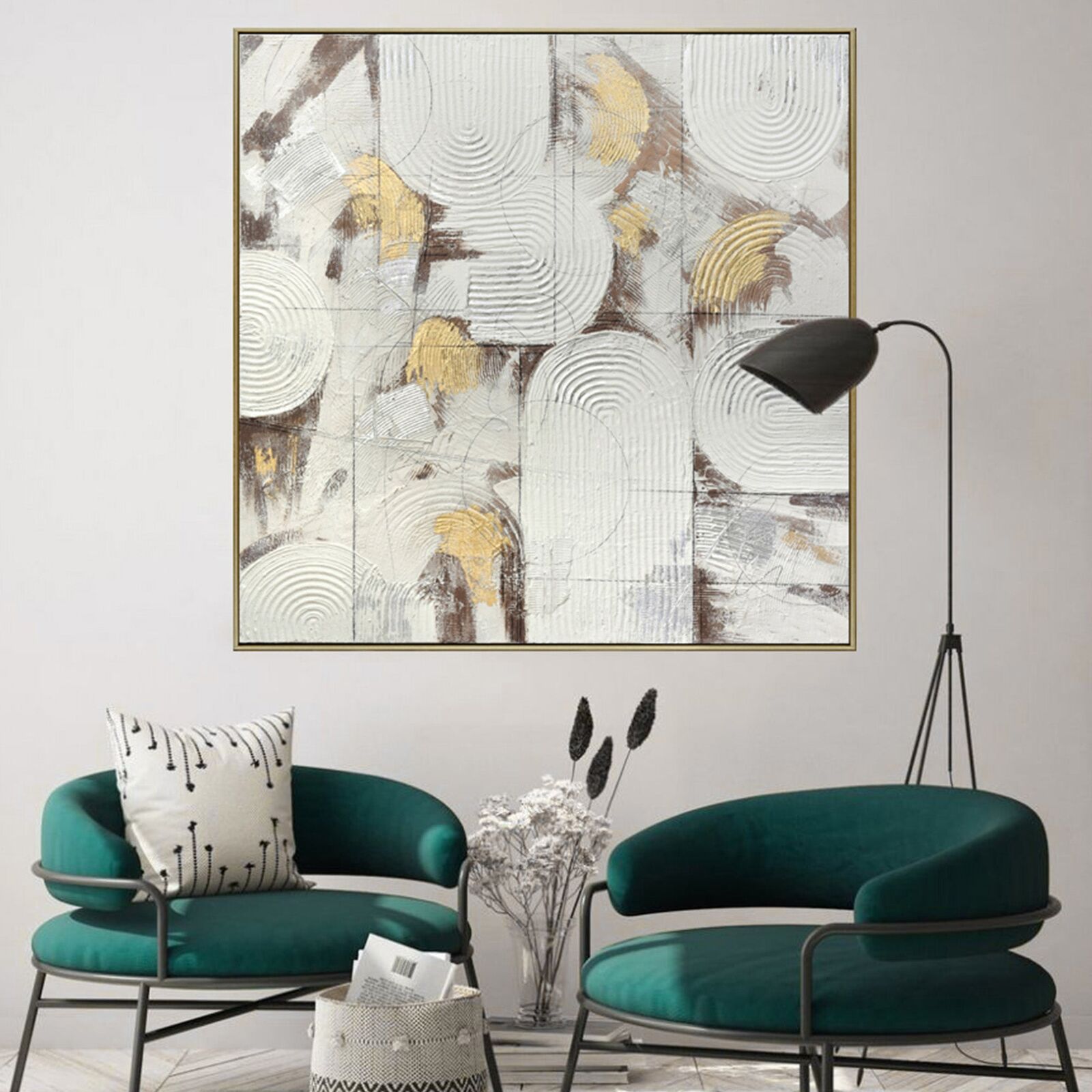 100X100cm Soft Essence Gold Framed Hand Painted Canvas Wall Art Price