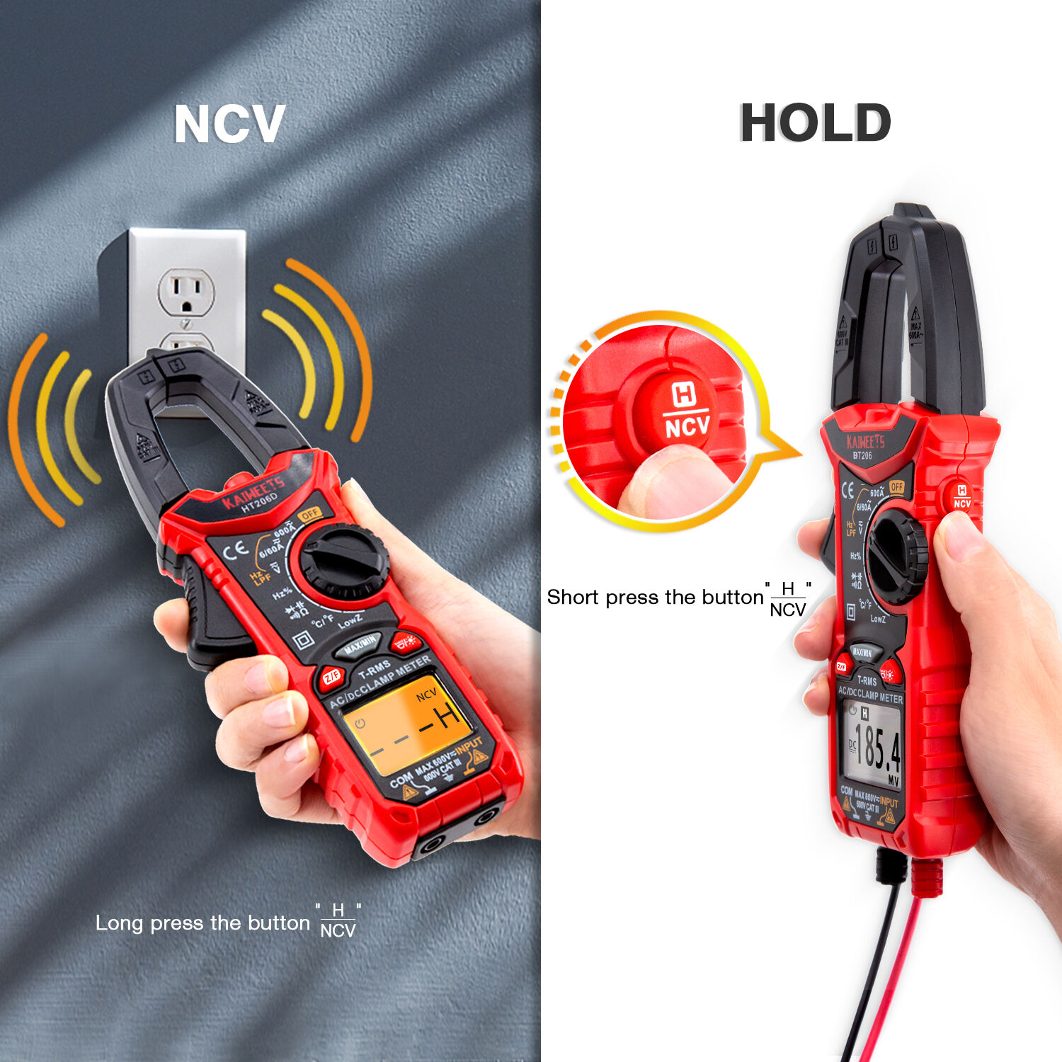 KAIWEETS HT206D Digital Clamp Meter T-RMS 6000 Counts, Multimeter Voltage Tester Auto-ranging, Measures Current Voltage Temperature Capacitance Resist Price