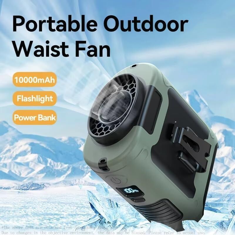 10000mAh Portable Outdoor Waist Fan Hanging Neck Strong Wind with Power Bank LED Lighting for Emergency Sports Outdoor Working Price
