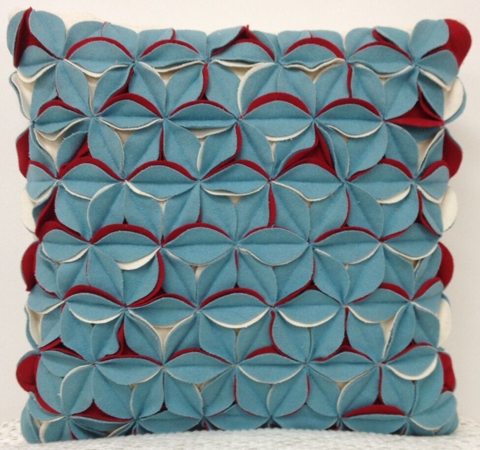 Pack of 4 Covers Amelie Aqua Blue & Red 3D Texture Cushion Covers Price
