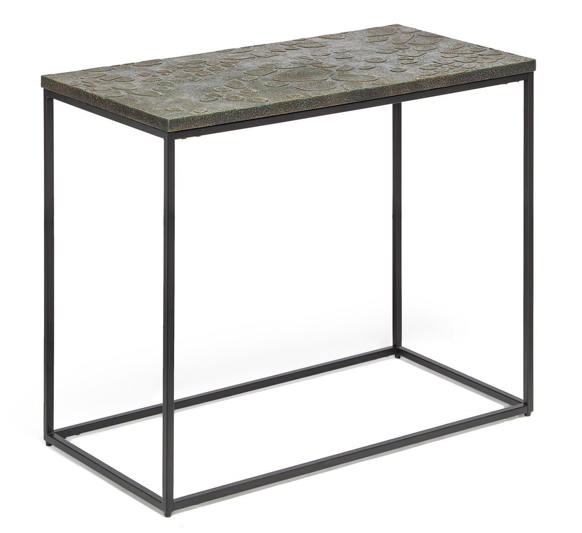 Rogerstone Black Sofa Side Table with Textured Wood Top Price