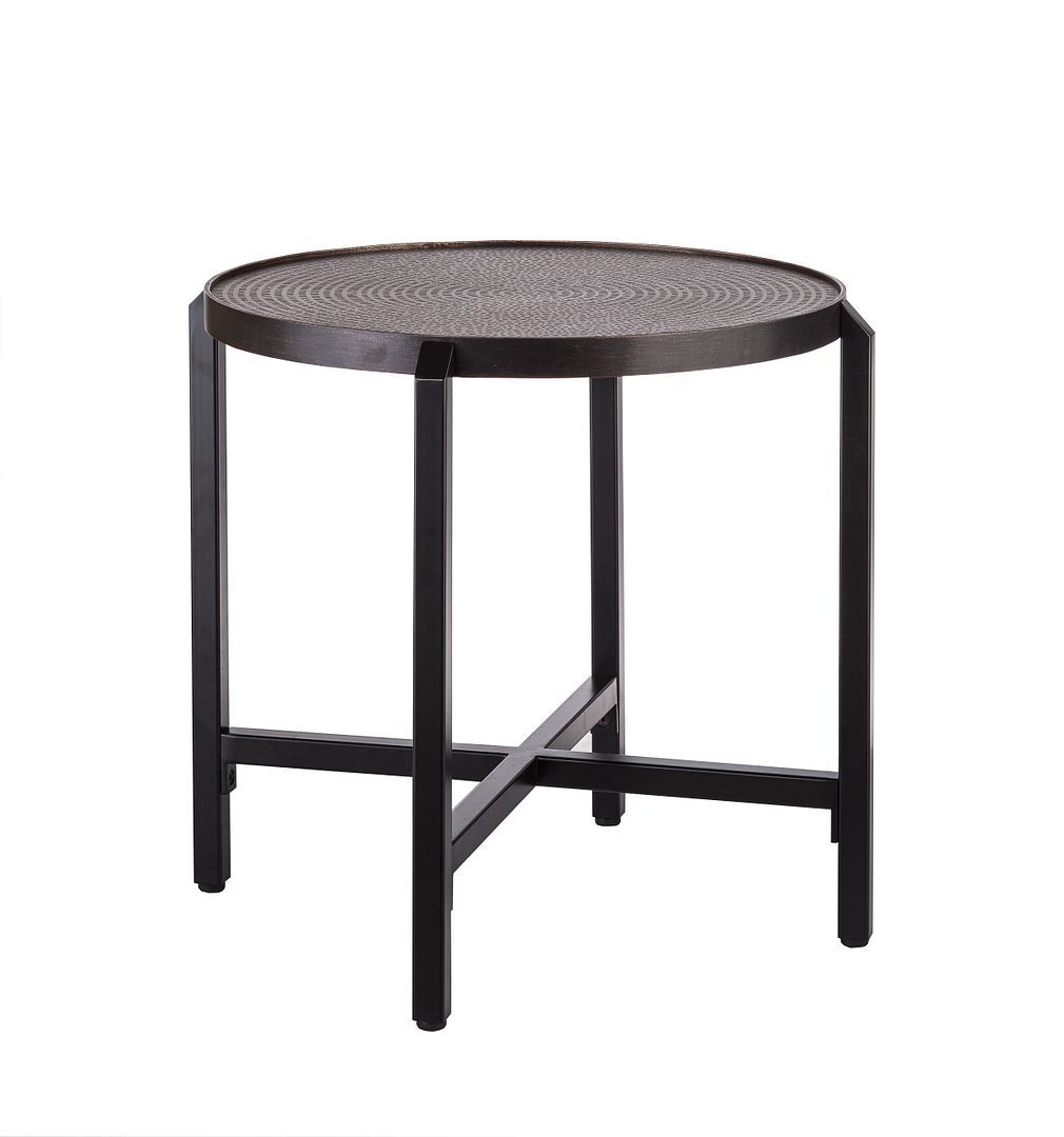 Jefferson Small Round Iron Black Side Table with Copper Finish Top Price