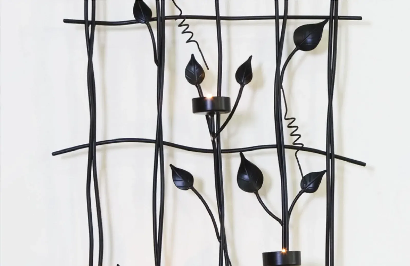 Leaf Style Black Tealight Candle Holders Wall Art Decor Price