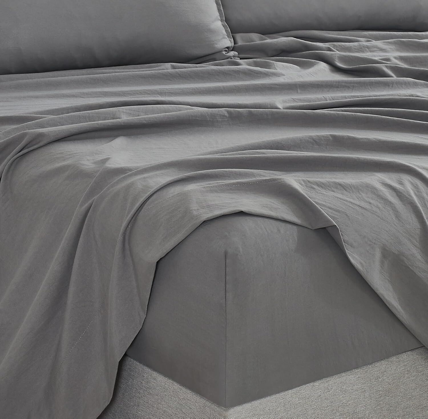 CleverPolly Vintage Washed Microfibre Sheet Set with 2 Pillowcases - Grey - King Price