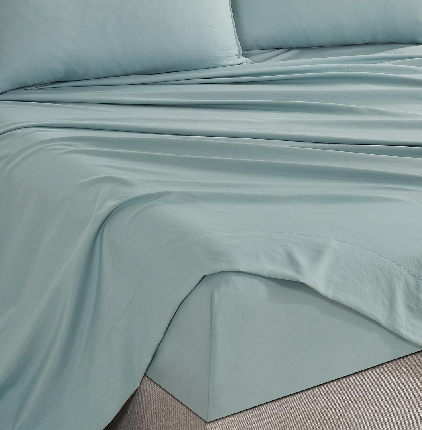 CleverPolly Vintage Washed Microfibre Sheet Set with 2 Pillowcases - Seafoam - King Price