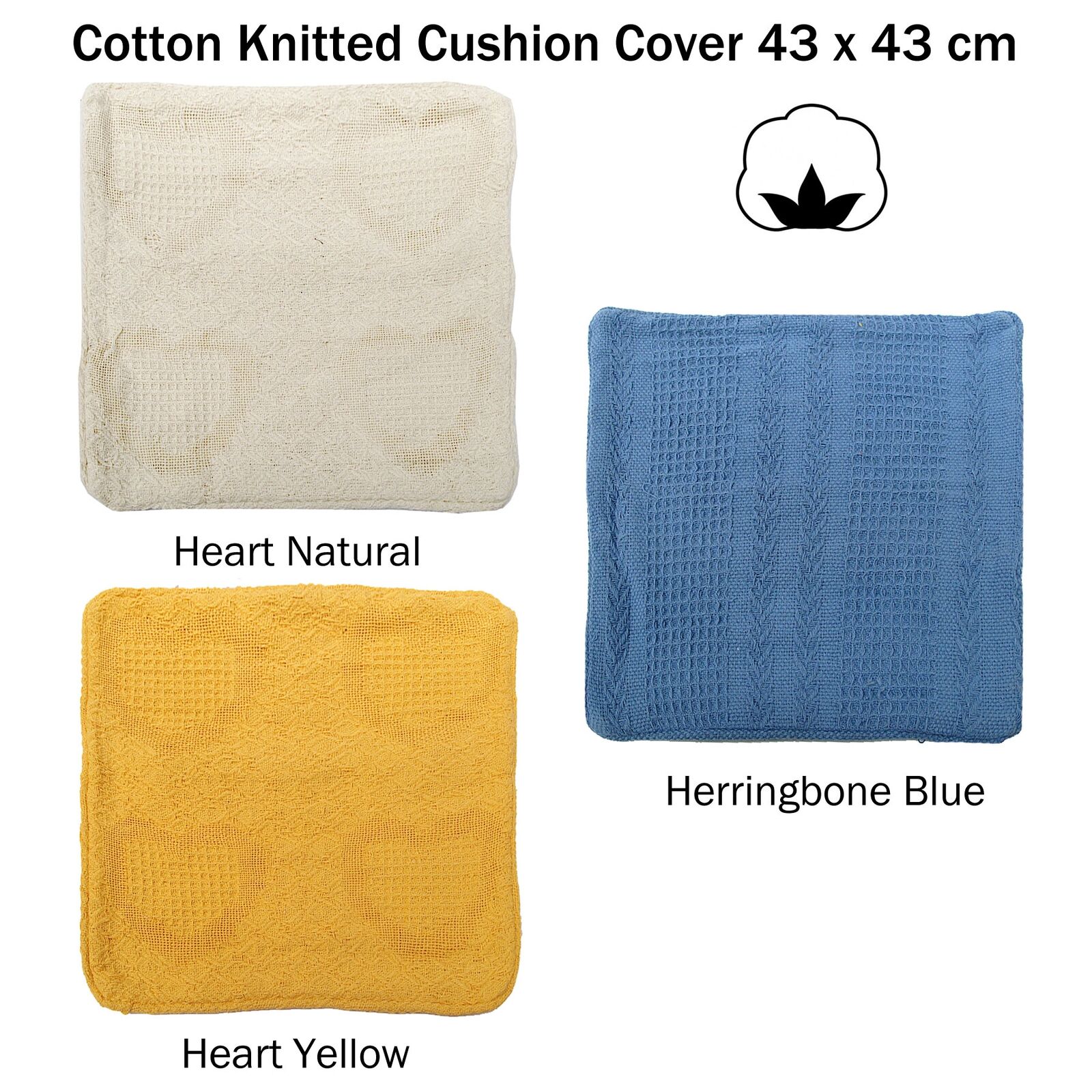 Cotton Knitted Cushion Cover Heart Natural Price